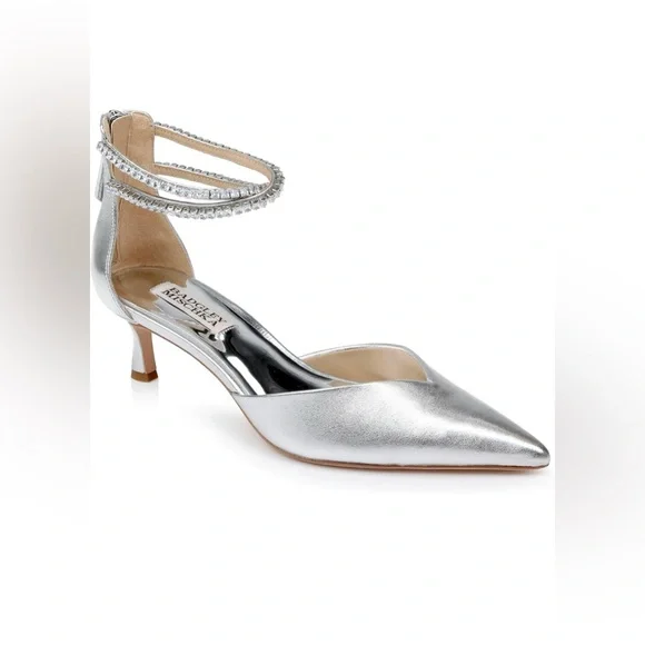 178$$ NIB 7.5 BADGLEY MISCHKA COLLECTION LILIBETH KITTEN HEEL ANKLE STRAP PUMP - Picture 1 of 14